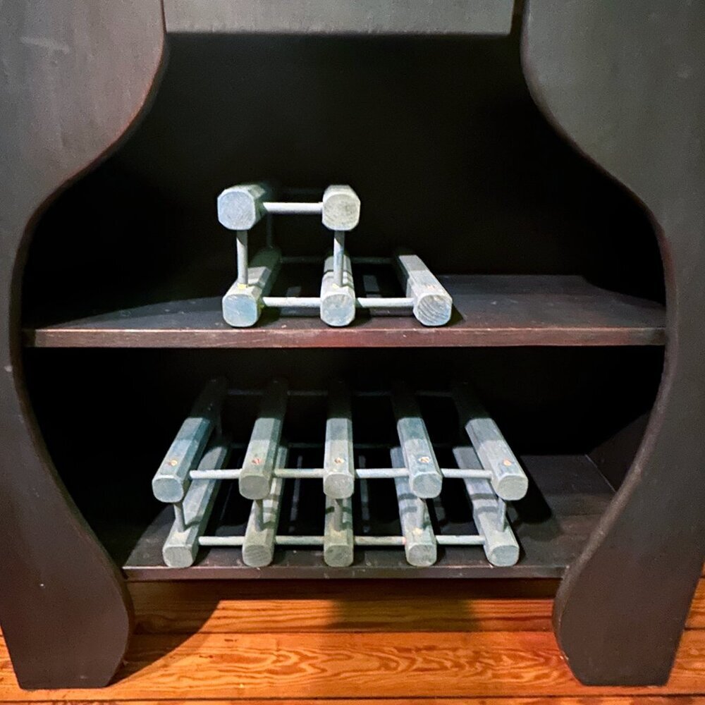 Blue Wood Distressed Wine Rack Holds 8 Bottles - Picture 3 of 4